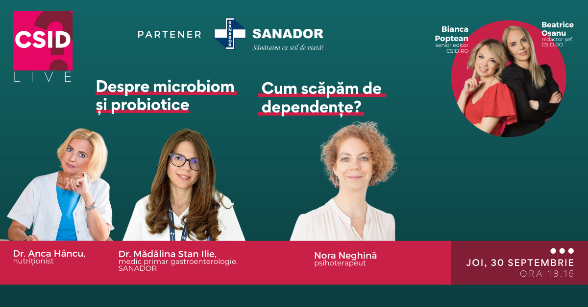 Csid Roving CSID.RO Live, 30 septembrie: despre microbiom, probiotice și dependențe