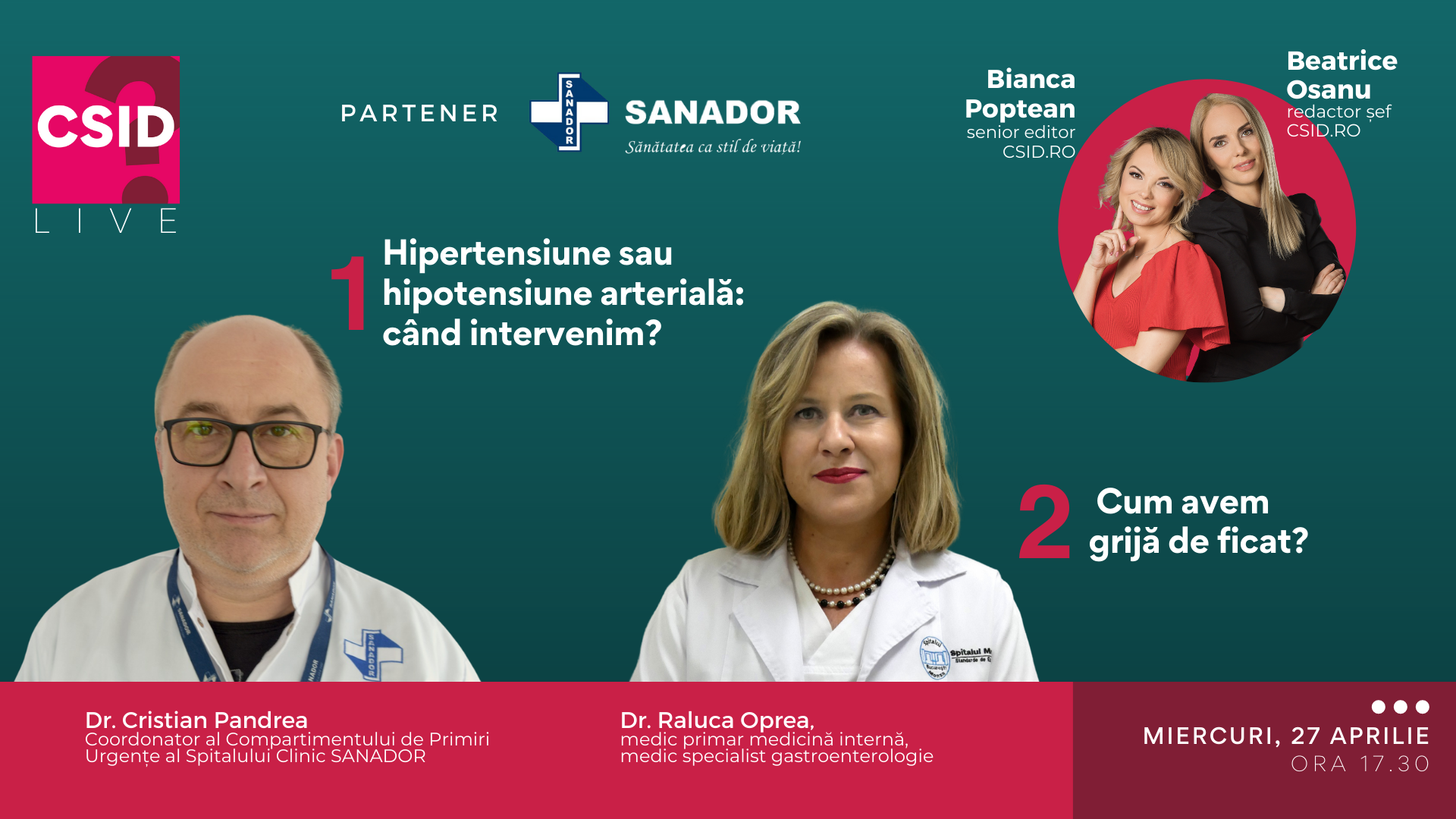 Csid Roving CSID.RO Live, 27 aprilie: despre tensiunea arterială și sănătatea ...